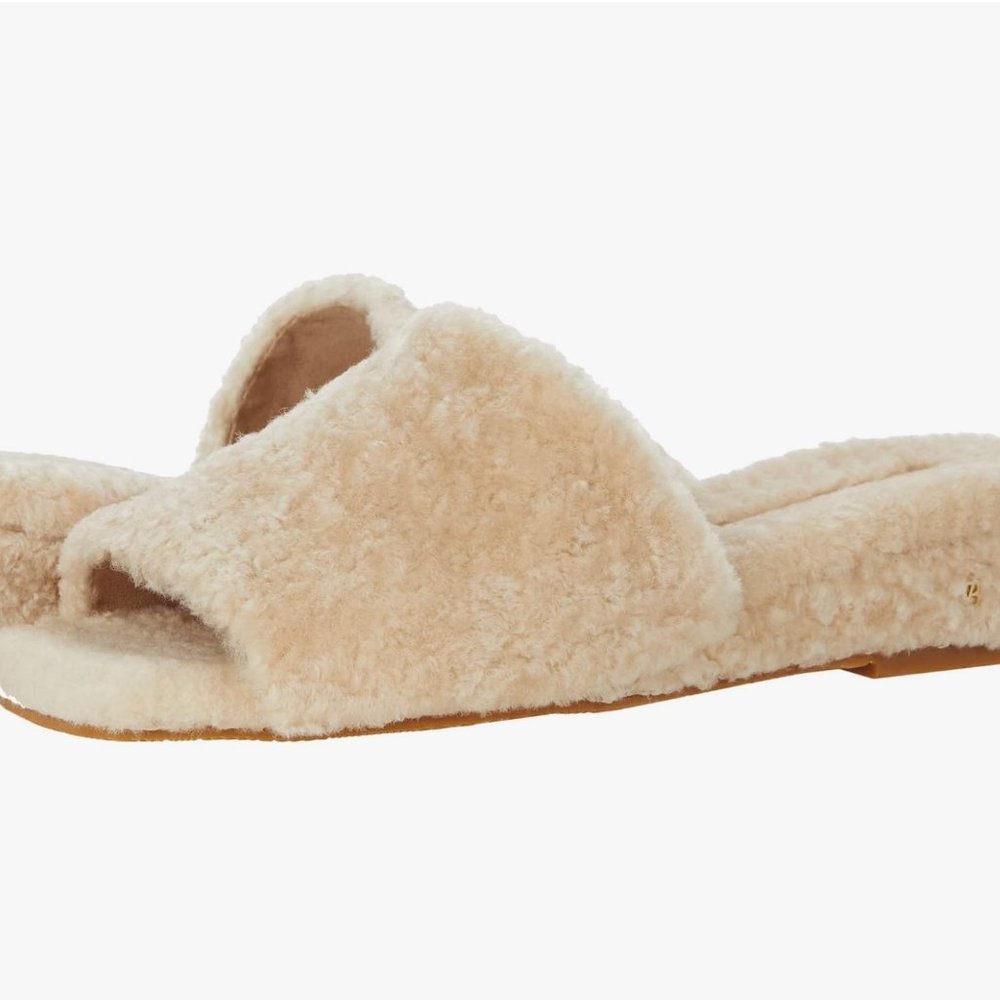 Veronica Beard Shearling Slides, in Sand Size 9
